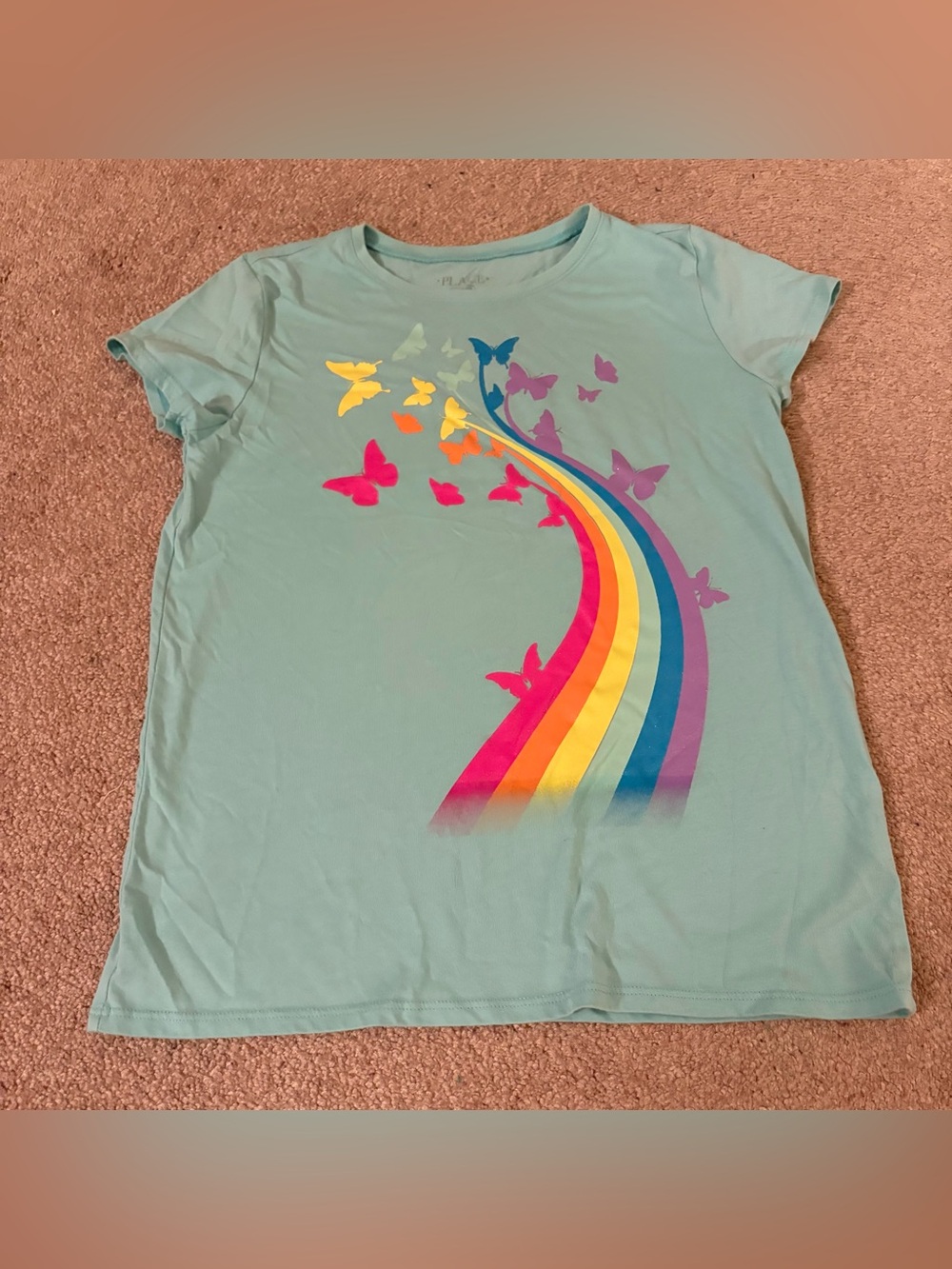 The Children's Place Mint Rainbow Butterfly Tee size XL 14